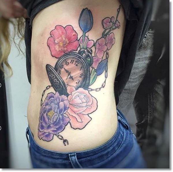Pocket watch tattoos design, idea 5