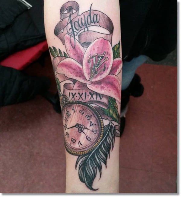 Pocket watch tattoos design, idea 10