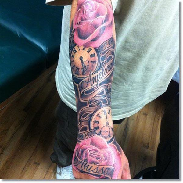 Pocket watch tattoos design, idea 12