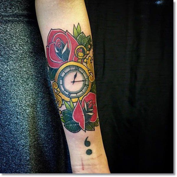 Pocket watch tattoos design, idea 18