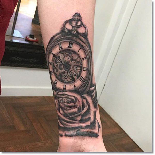 Pocket watch tattoos design, idea 19