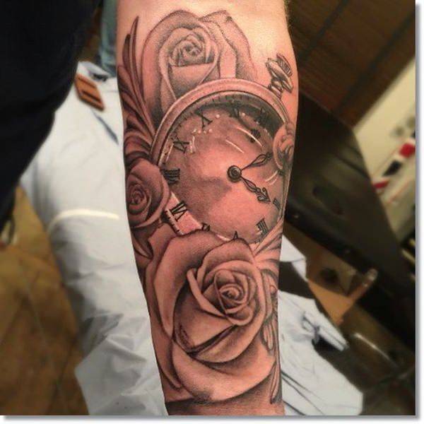 Pocket watch tattoos design, idea 20