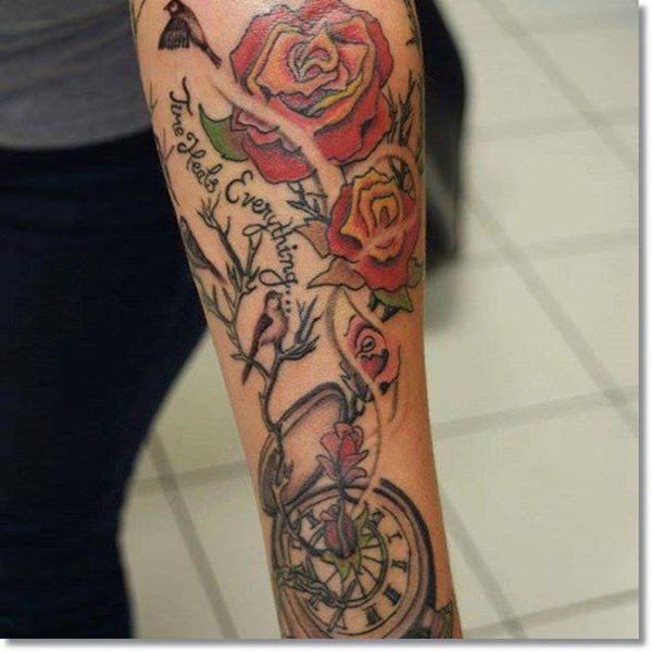 Pocket watch tattoos design, idea 23