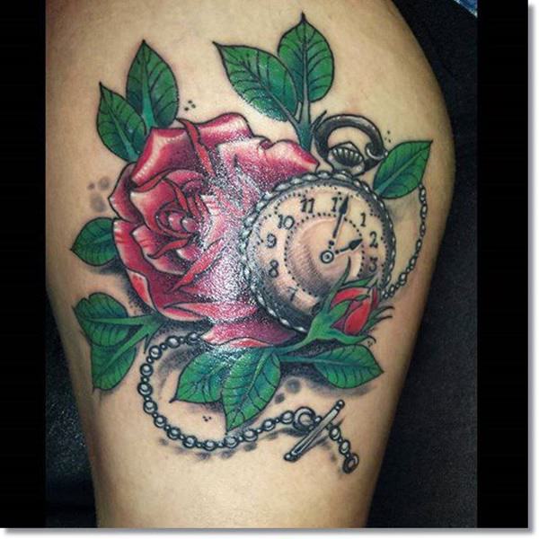 Pocket watch tattoos design, idea 25