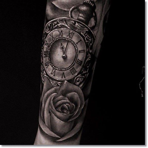 Pocket watch tattoos design, idea 26