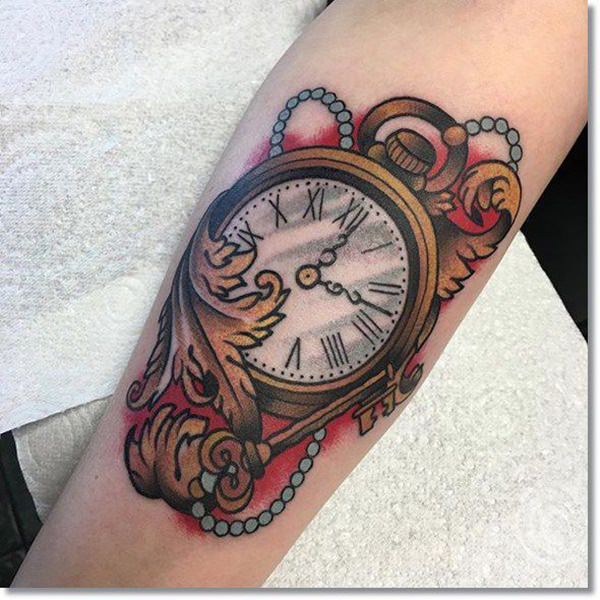 Pocket watch tattoos design, idea 28