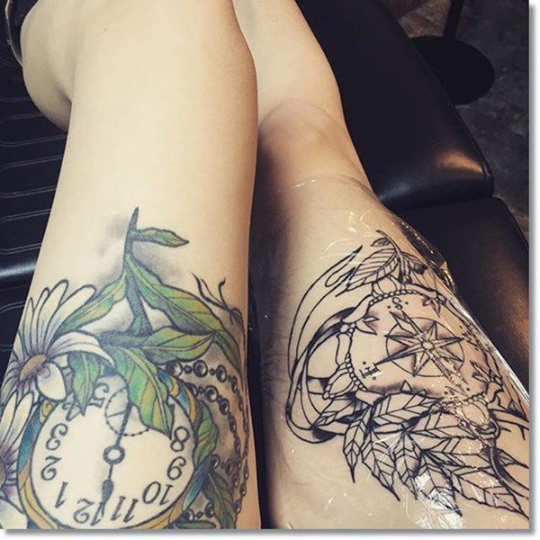 Pocket watch tattoos design, idea 30
