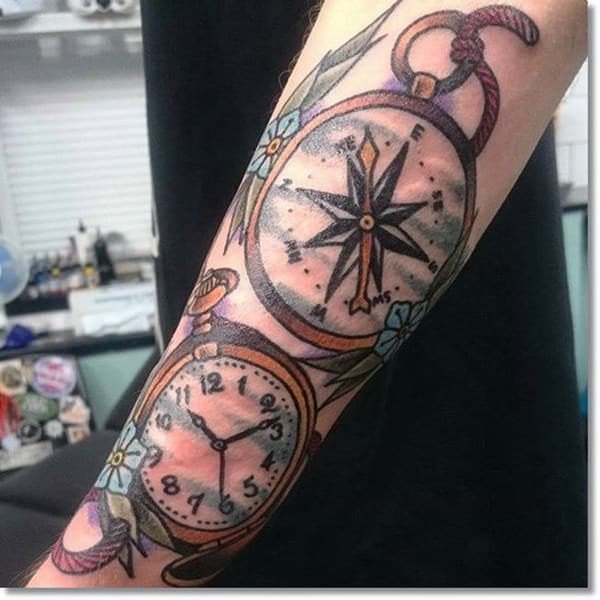 Pocket watch tattoos design, idea 31