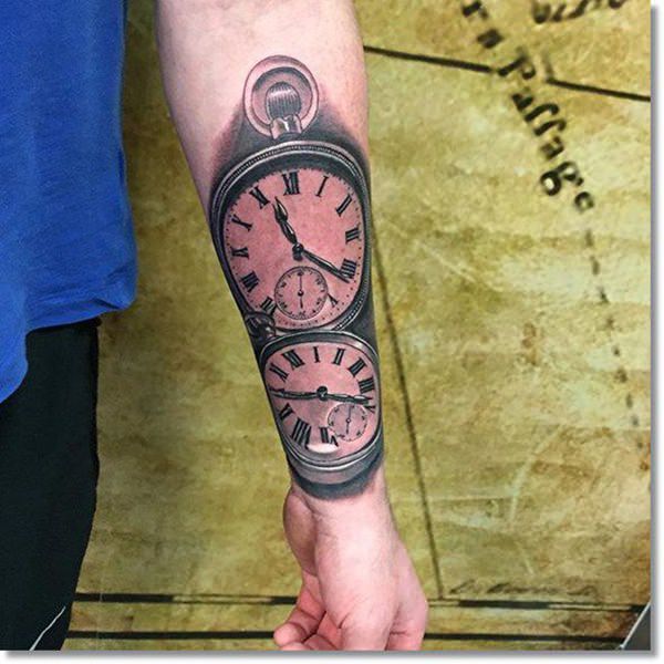 Pocket watch tattoos design, idea 34