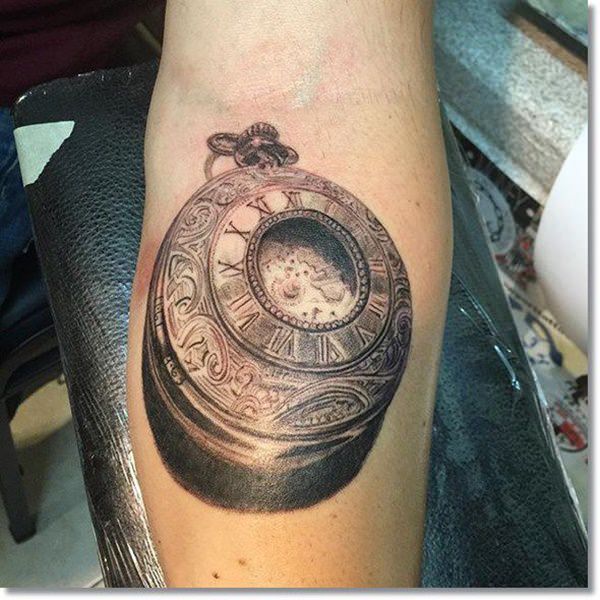 Pocket watch tattoos design, idea 35