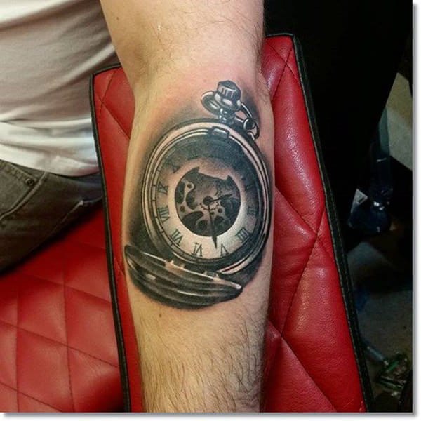 Pocket watch tattoos design, idea 36