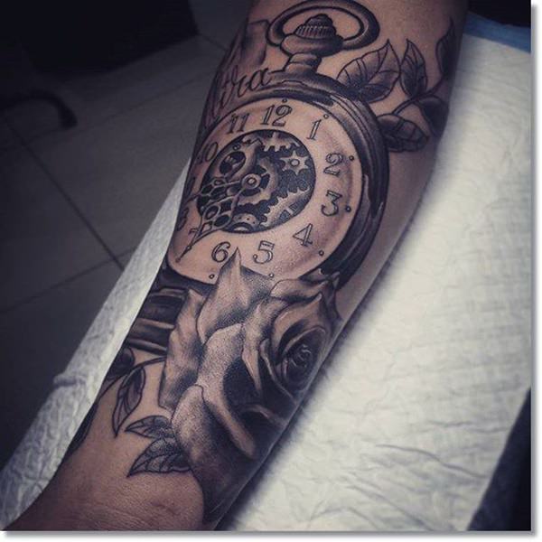 Pocket watch tattoos design, idea 37