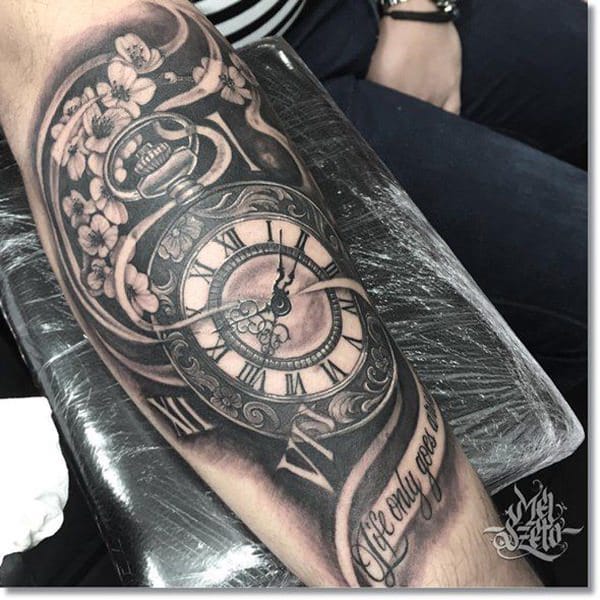 Pocket watch tattoos design, idea 38