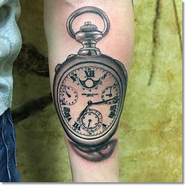 Pocket watch tattoos design, idea 40