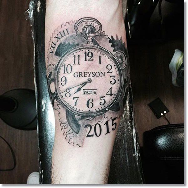 Pocket watch tattoos design, idea 41