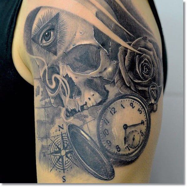 Pocket watch tattoos design, idea 46