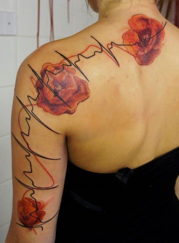 Heartbeat tattoos design, idea 24