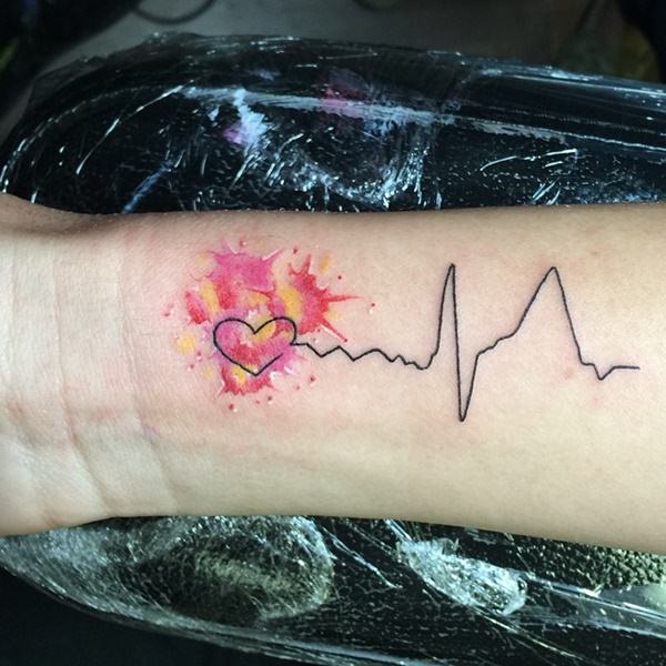 Heartbeat tattoos design, idea 37