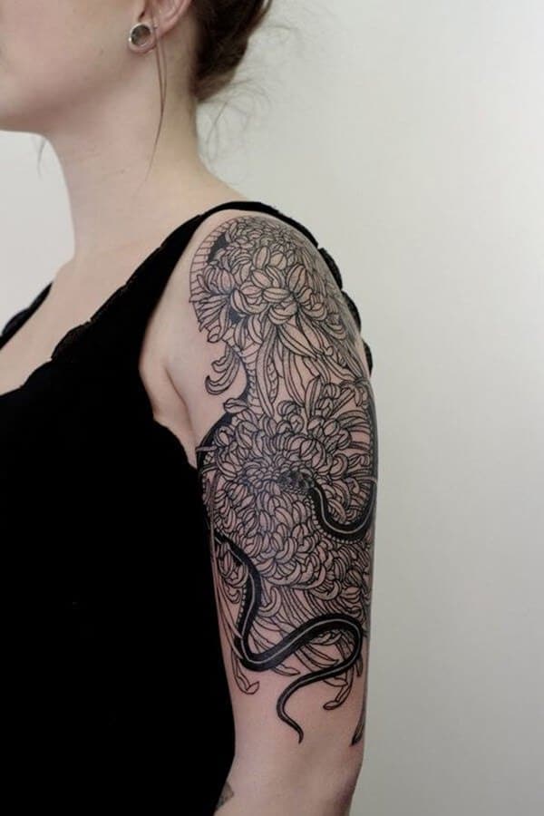 Chrysanthemum tattoo design design, idea 7