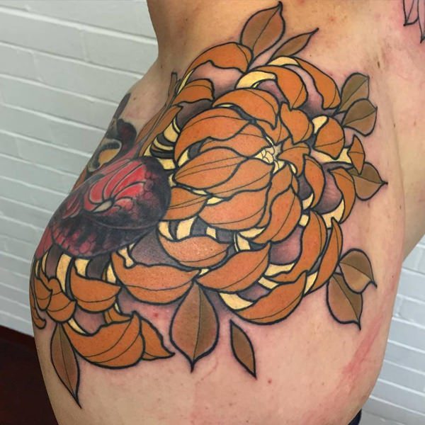 Chrysanthemum tattoo design design, idea 11