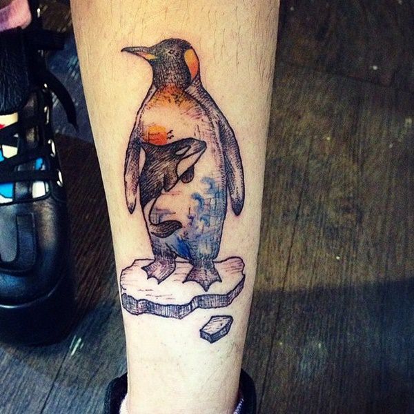 Penguin tattoos design, idea 15