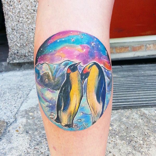 Penguin tattoos design, idea 4