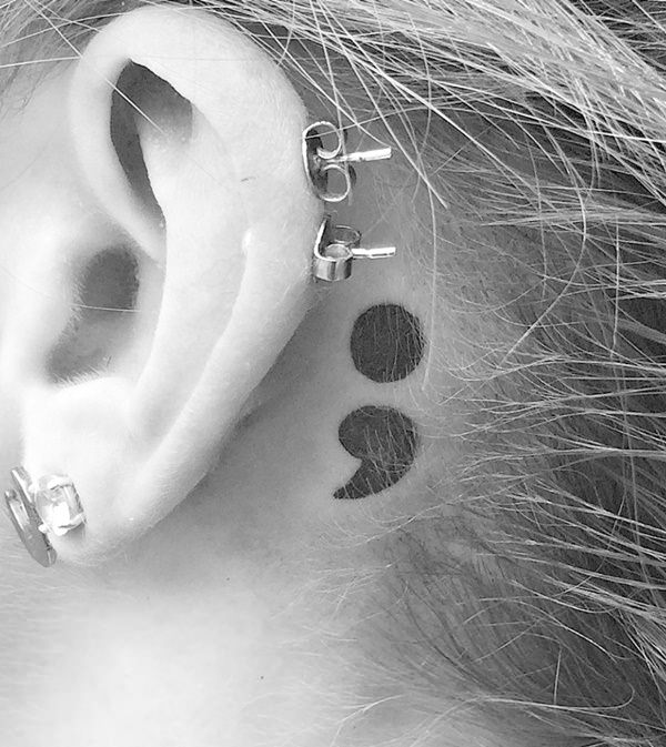 Semicolon tattoos design, idea 6