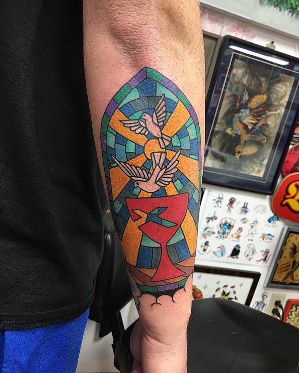Stained glass tattoos design, idea 43