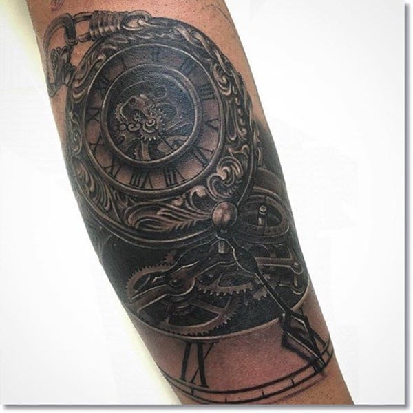 Pocket watch tattoos design, idea 69