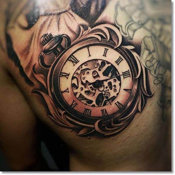Pocket watch tattoos design, idea 73