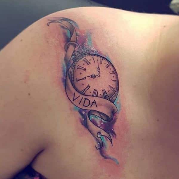Pocket watch tattoos design, idea 76