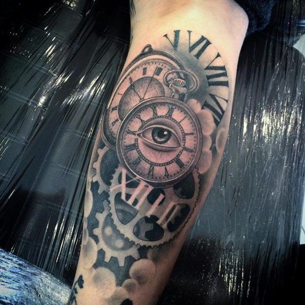 Pocket watch tattoos design, idea 79