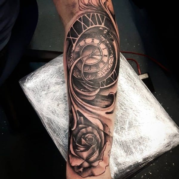 Pocket watch tattoos design, idea 80