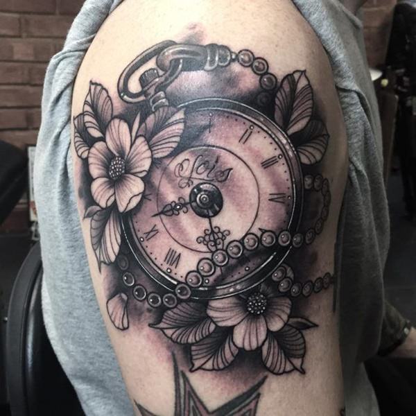 Pocket watch tattoos design, idea 81