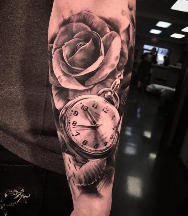 Pocket watch tattoos design, idea 82