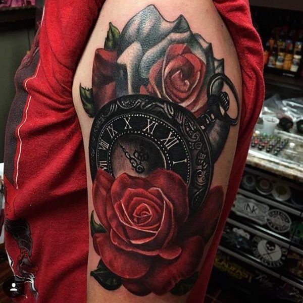 Pocket watch tattoos design, idea 85