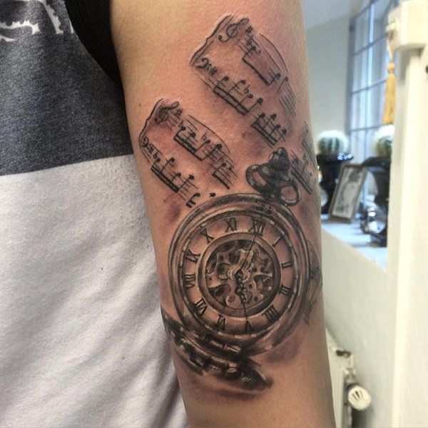 Pocket watch tattoos design, idea 88