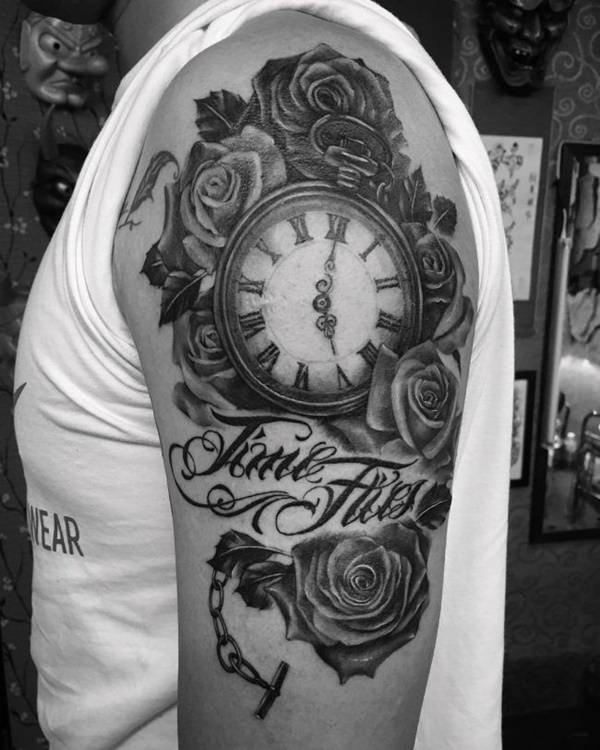 Pocket watch tattoos design, idea 89