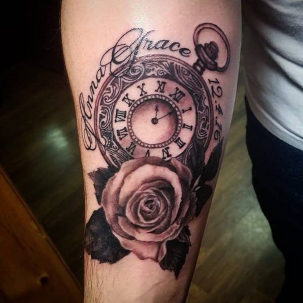 Pocket watch tattoos design, idea 91
