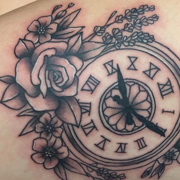 Pocket watch tattoos design, idea 92