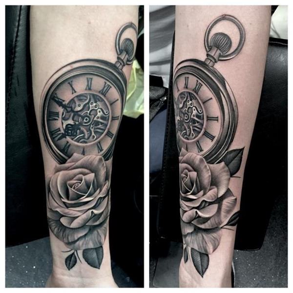 Pocket watch tattoos design, idea 94