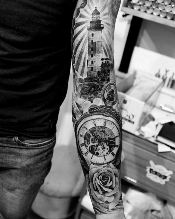 Pocket watch tattoos design, idea 95
