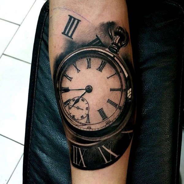Pocket watch tattoos design, idea 96