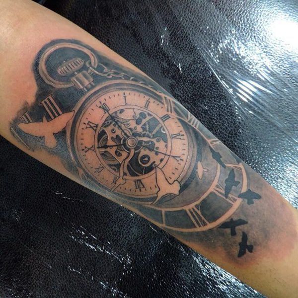 Pocket watch tattoos design, idea 101