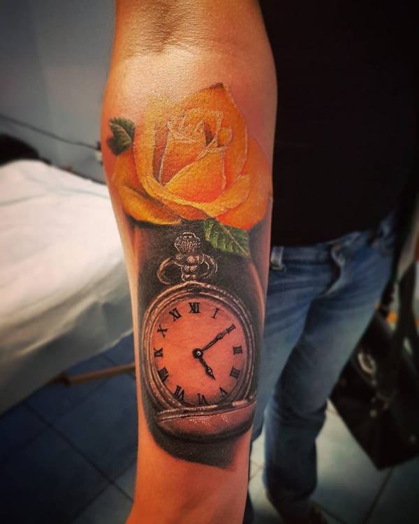 Pocket watch tattoos design, idea 102