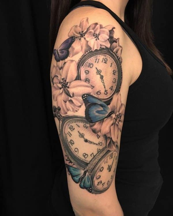 Pocket watch tattoos design, idea 104