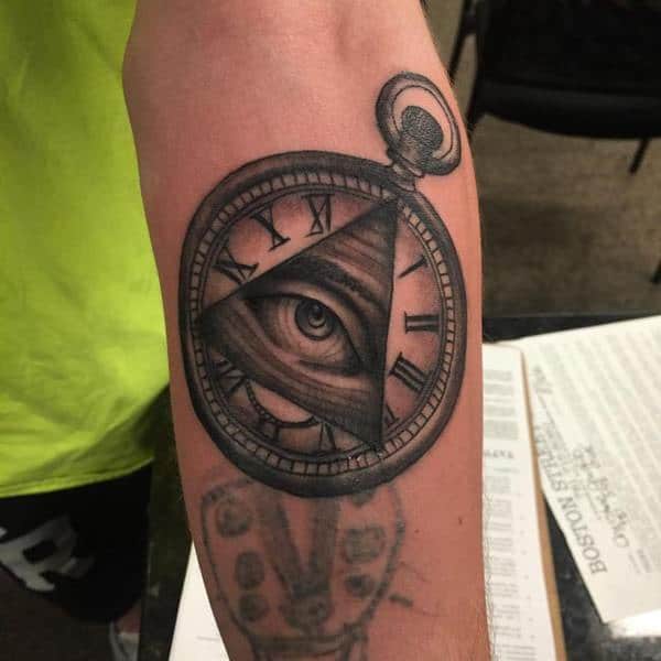 Pocket watch tattoos design, idea 106
