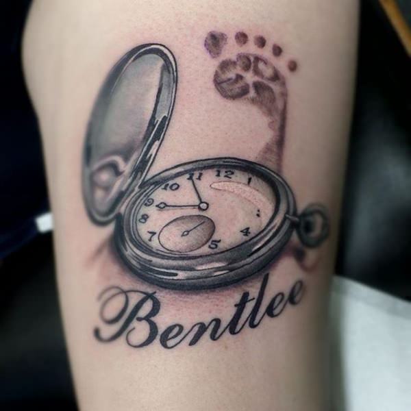 Pocket watch tattoos design, idea 110