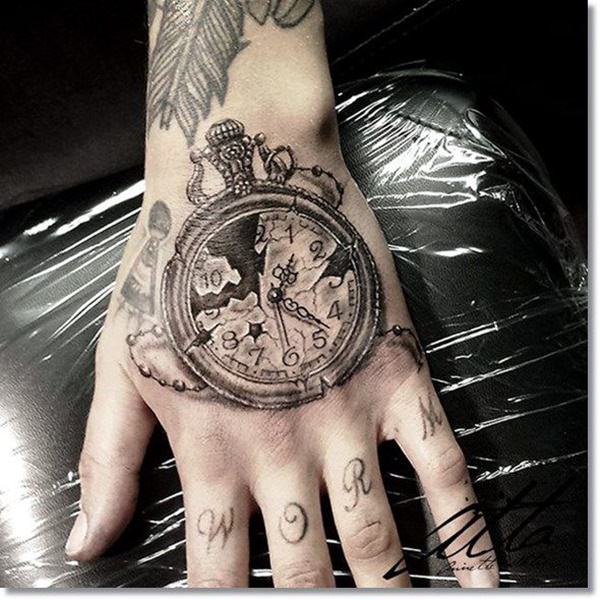 Pocket watch tattoos design, idea 52