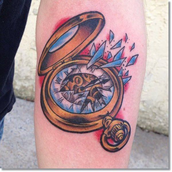 Pocket watch tattoos design, idea 54